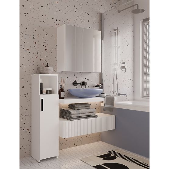 Koupelnová Skříňka ALVO 1D BÍLÁ 4 Police 1 Dveře Skříňka Do Koupelny