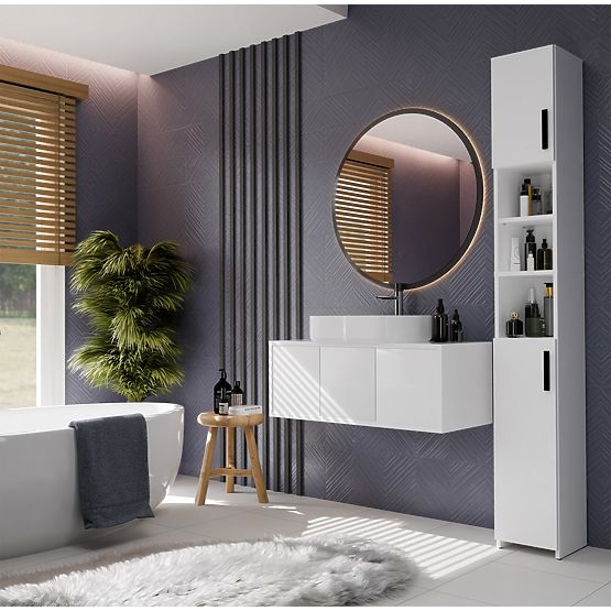 Koupelnová Skříňka ALVO 2D BÍLÁ 8 Polic 2 Dveře Skříňka Do Koupelny