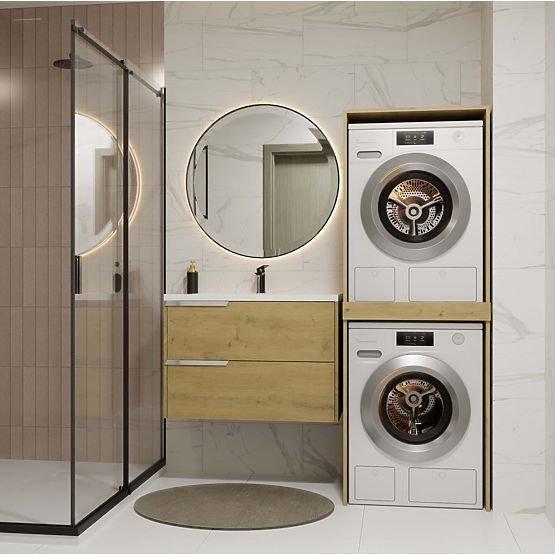 Koupelnová skříňka na pračku a sušičku POLA TWIN Regál Sloupek DUB ARTISAN