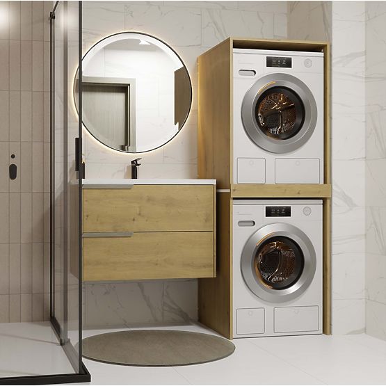 Koupelnová skříňka na pračku a sušičku POLA TWIN Regál Sloupek DUB ARTISAN