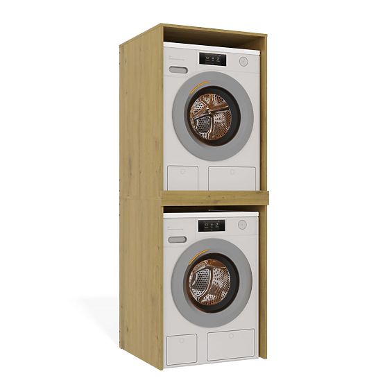 Koupelnová skříňka na pračku a sušičku POLA TWIN Regál Sloupek DUB ARTISAN