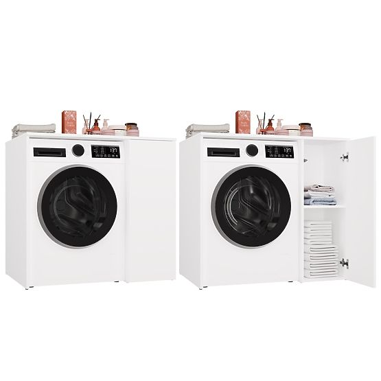 Koupelnová Skříňka Na Pračku S Dvířky POLA NP 1D BÍLÁ 2 Police