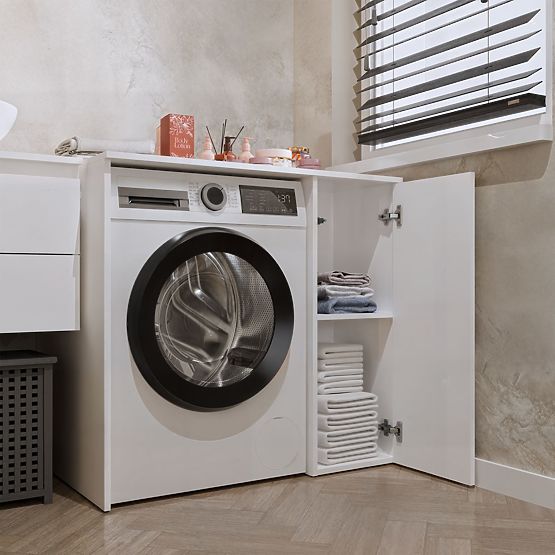 Koupelnová Skříňka Na Pračku S Dvířky POLA NP 1D BÍLÁ 2 Police