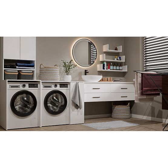 Koupelnová Skříňka Na Pračku S Dvířky POLA NP 1D BÍLÁ 2 Police