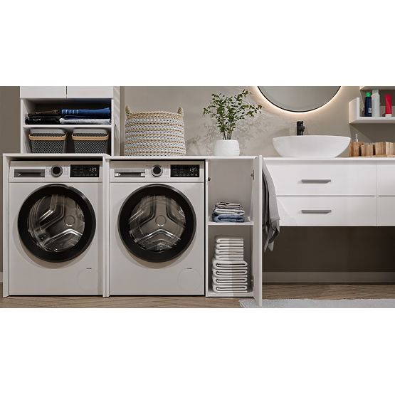 Koupelnová Skříňka Na Pračku S Dvířky POLA NP 1D BÍLÁ 2 Police