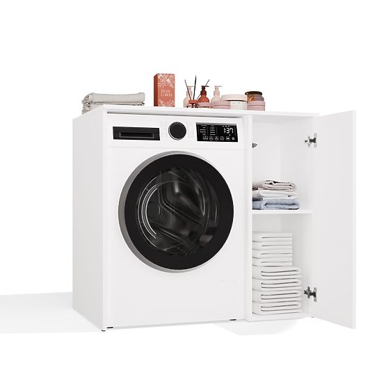 Koupelnová Skříňka Na Pračku S Dvířky POLA NP 1D BÍLÁ 2 Police