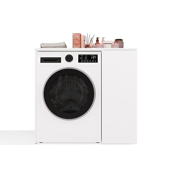 Koupelnová Skříňka Na Pračku S Dvířky POLA NP 1D BÍLÁ 2 Police