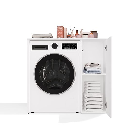 Koupelnová Skříňka Na Pračku S Dvířky POLA NP 1D BÍLÁ 2 Police