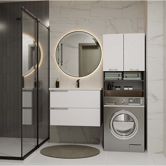 Koupelnová Skříňka nad Pračku POLA DK ANTRACIT BÍLÁ Regál Sloupek 180X64X30