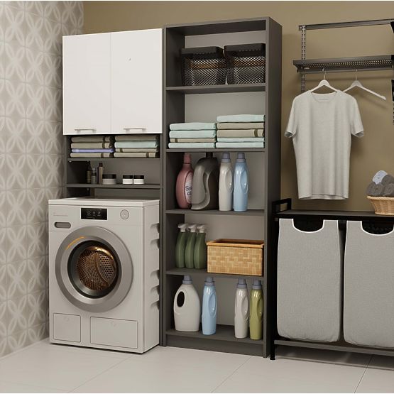 Koupelnová Skříňka nad Pračku POLA DK ANTRACIT BÍLÁ Regál Sloupek 180X64X30