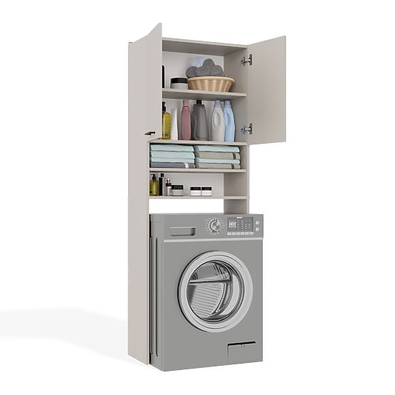 Koupelnová skříňka nad pračku POLA DK KAŠMÍR BÉŽOVÁ Regál Sloupek 180X64X30