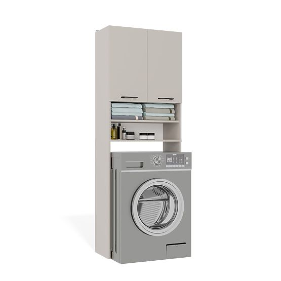 Koupelnová skříňka nad pračku POLA DK KAŠMÍR BÉŽOVÁ Regál Sloupek 180X64X30