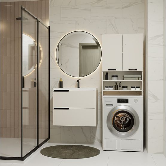 Koupelnová skříňka nad pračku POLA DK KAŠMÍR BÉŽOVÁ Regál Sloupek 180X64X30