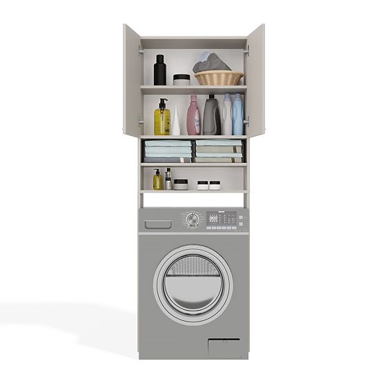 Koupelnová skříňka nad pračku POLA DK KAŠMÍR BÉŽOVÁ Regál Sloupek 180X64X30