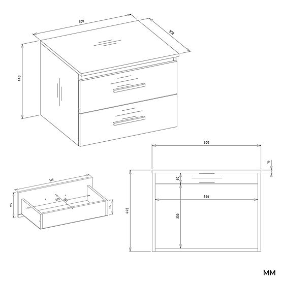KOUPELNOVÁ SKŘÍŇKA POD UMYVADLO NEL 60 SE 2 ZÁSUVKAMI BÍLÁ