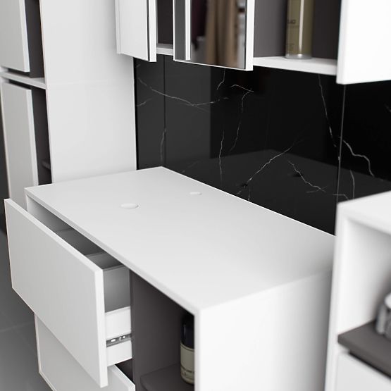 KOUPELNOVÁ SKŘÍŇKA POD UMYVADLO S OTVORY VAMI W90 UM 2SZ 2P BÍLÁ / GRAFITOVÁ ŠEDÁ