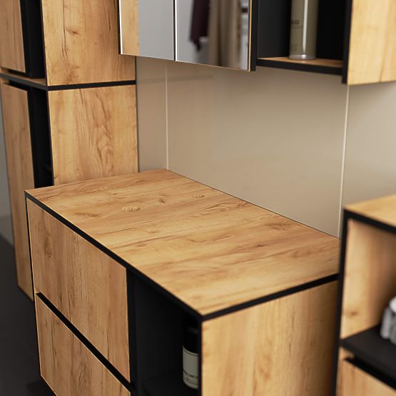 KOUPELNOVÁ SKŘÍŇKA POD UMYVADLO S OTVORY VAMI W90 UM 2SZ 2P DUB CRAFT / ČERNÁ