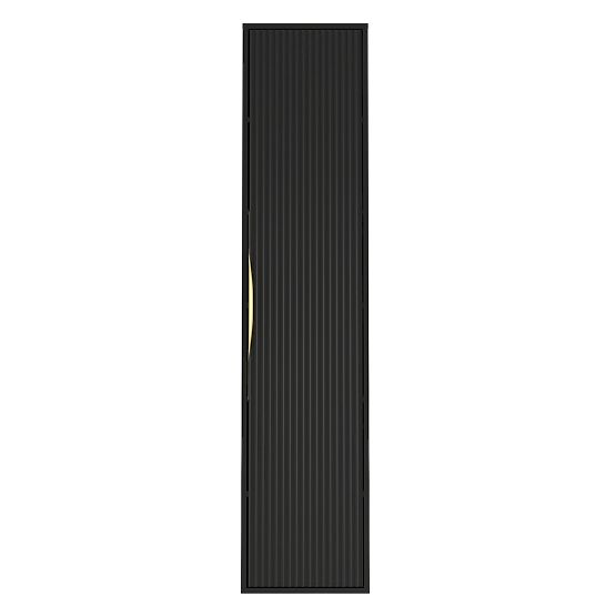 Koupelnová skříňka sloupek Avila, rýhovaná, zlatá úchytka, černá