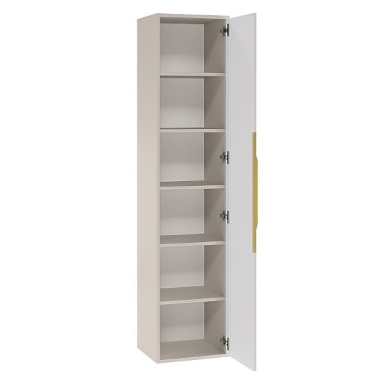 Koupelnová skříňka sloupek Avila, rýhovaná, zlatá úchytka, kašmír