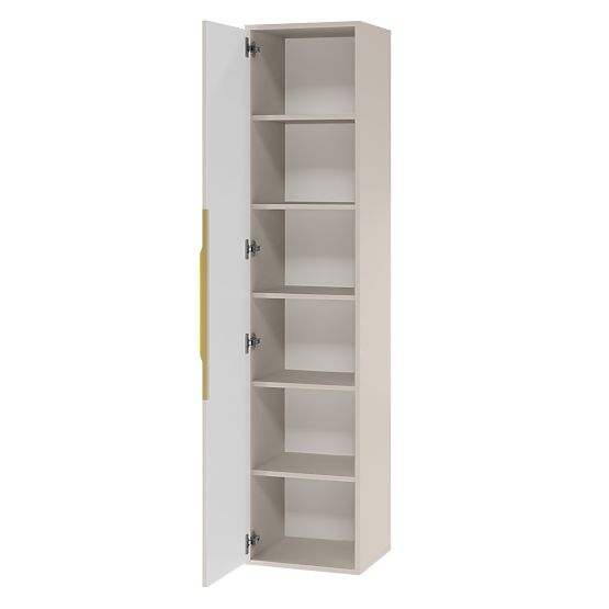 Koupelnová skříňka sloupek Avila, rýhovaná, zlatá úchytka, kašmír