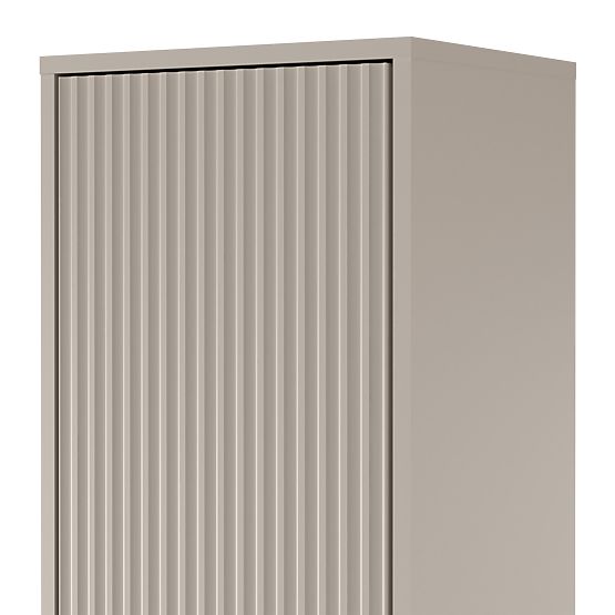 Koupelnová skříňka sloupek Avila, rýhovaná, zlatá úchytka, kašmír