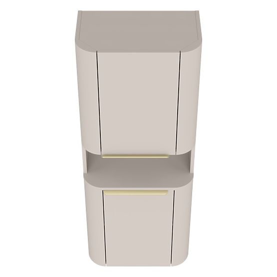 Koupelnová skříňka, sloupek Bassa kašmírový, zlaté úchyty, zaoblený