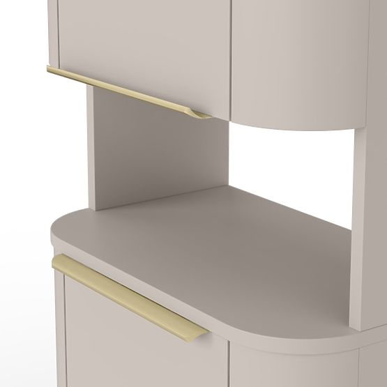 Koupelnová skříňka, sloupek Bassa kašmírový, zlaté úchyty, zaoblený