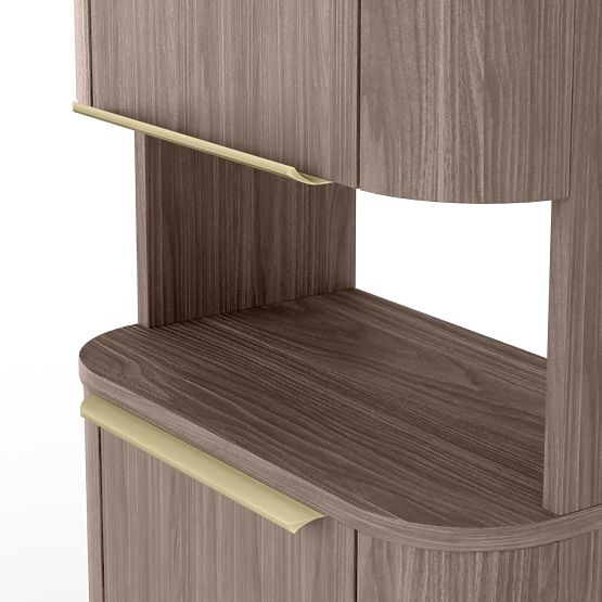 Koupelnová skříňka, sloupek Bassa ořech lincoln, zlaté úchyty, zaoblený