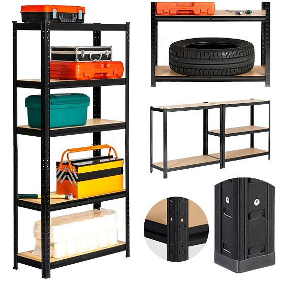 KOVOVÝ REGÁL 70x30x154 ČERNÝ