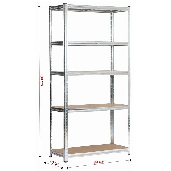 KOVOVÝ REGÁL 90x40x180 STŘÍBRNÝ