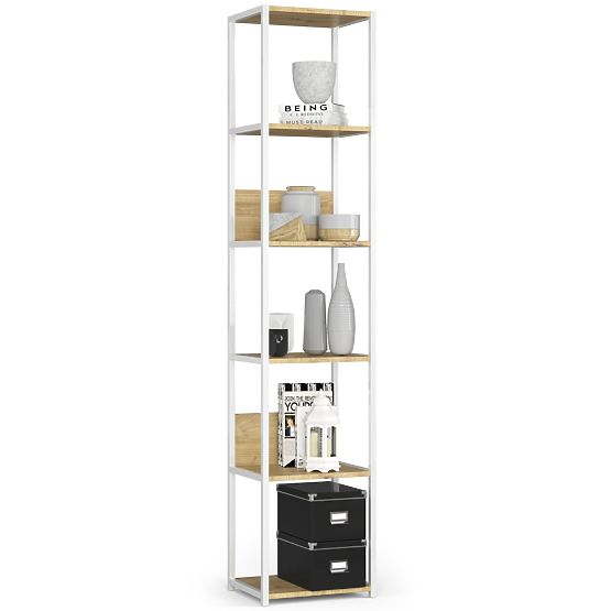 KOVOVÝ REGÁL LOFT 400 BÍLÝ/DUB ARTISAN