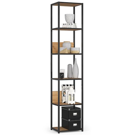 KOVOVÝ REGÁL LOFT 400 ČERNÝ/DUB CRAFT
