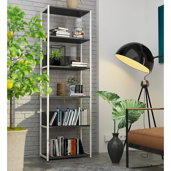 KOVOVÝ REGÁL LOFT 600 BÍLÝ/ŠEDÝ