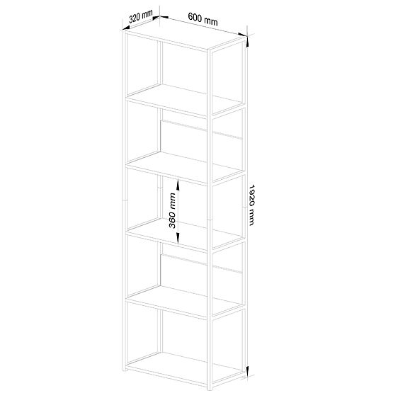 KOVOVÝ REGÁL LOFT 600 ČERNÝ/ČERNÝ
