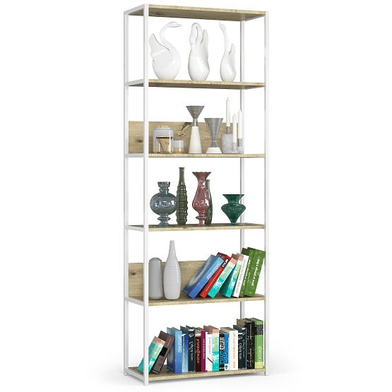 KOVOVÝ REGÁL LOFT 700 BÍLÝ/DUB ARTISAN