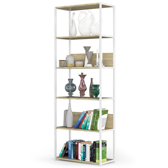 KOVOVÝ REGÁL LOFT 700 BÍLÝ/DUB ARTISAN