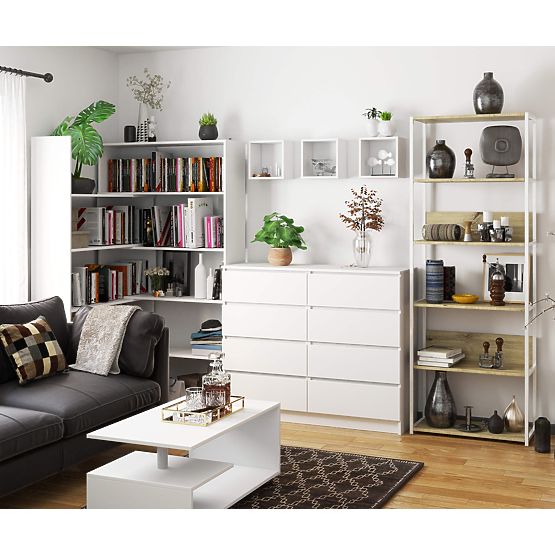 KOVOVÝ REGÁL LOFT 700 BÍLÝ/DUB ARTISAN