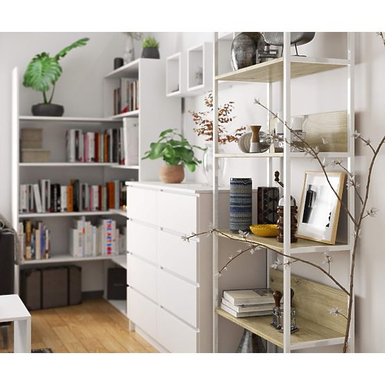 KOVOVÝ REGÁL LOFT 700 BÍLÝ/DUB ARTISAN
