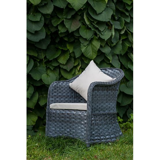 Křeslo na terasu z technoratanu MODERNO šedé