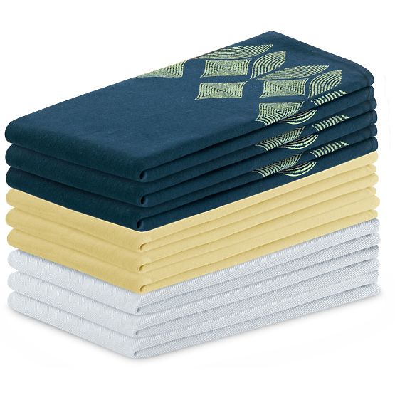 Kuchyňská utěrka LETTY žlutá s potiskem moderní motiv klasický styl 50x70 ameliahome