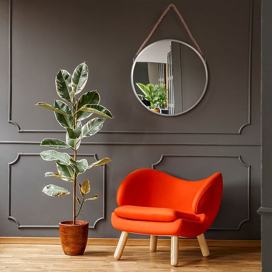 KULATÉ STŘÍBRNÉ ZRCADLO NA LANĚ 40CM KLMH-0410S-1