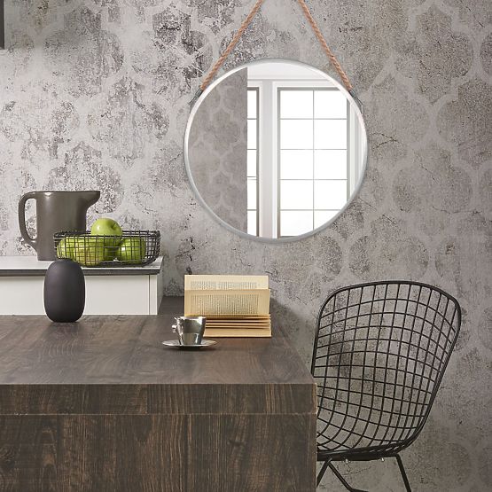 KULATÉ STŘÍBRNÉ ZRCADLO NA LANĚ 40CM KLMH-0410S-1