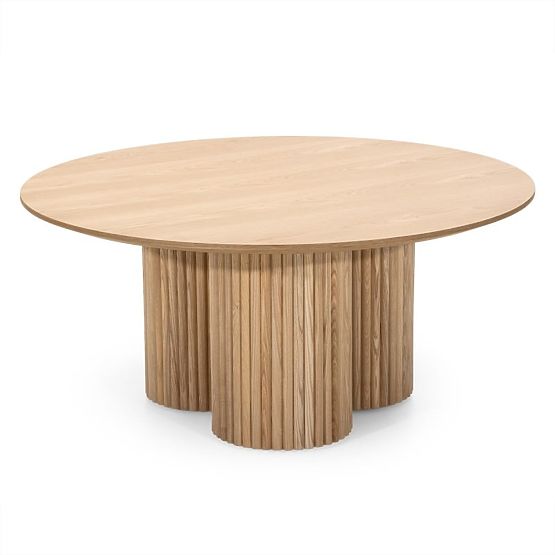 Kulatý konferenční stolek Vesby 100 cm, přírodní dub, jasan, lamely