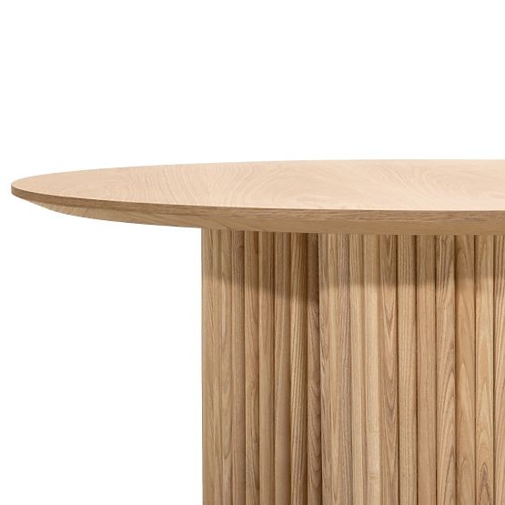 Kulatý konferenční stolek Vesby 100 cm, přírodní dub, jasan, lamely