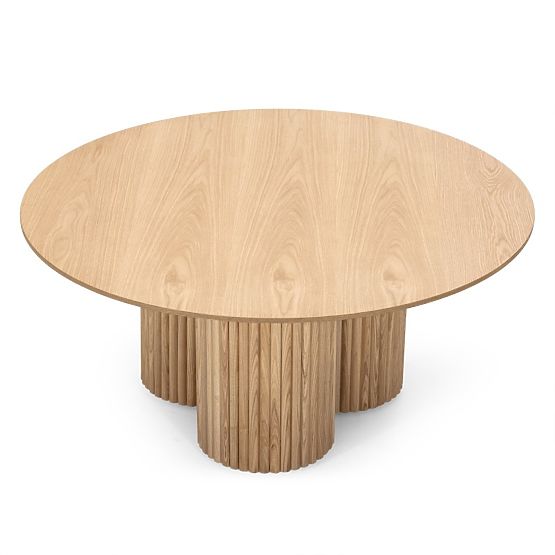 Kulatý konferenční stolek Vesby 100 cm, přírodní dub, jasan, lamely