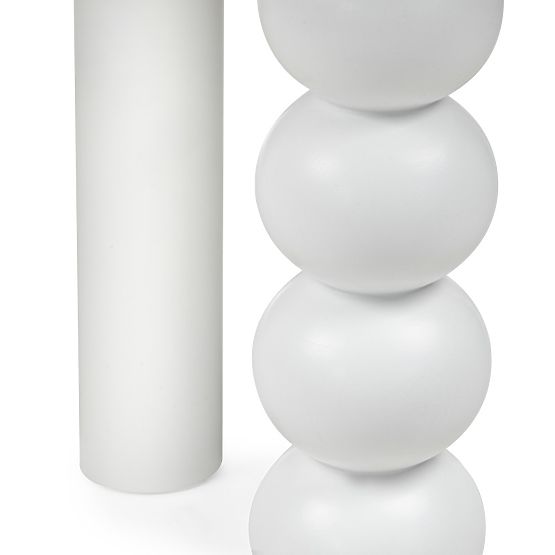 Kulatý stůl Bolla 100 cm, buková dýha, bílý, dekorativní noha s koulemi