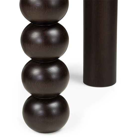 Kulatý stůl Bolla 100 cm, dubová dýha, ořech, dekorativní noha s koulemi