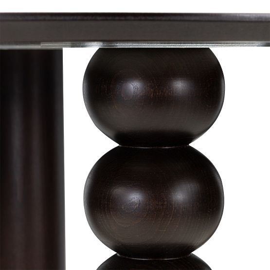 Kulatý stůl Bolla 100 cm, dubová dýha, ořech, dekorativní noha s koulemi