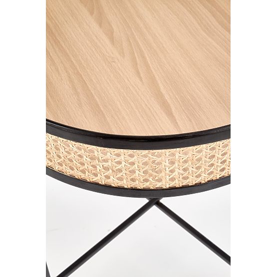 LANIPA stolek černý / přírodní ratan (1p=1ks)