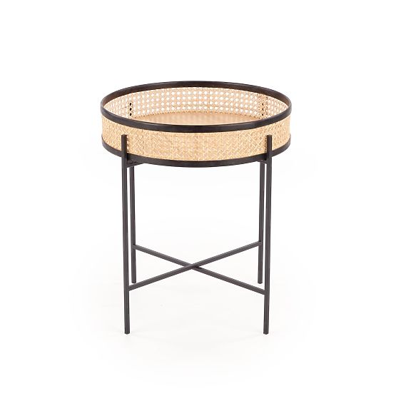 LANIPA stolek černý / přírodní ratan (1p=1ks)